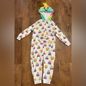 Justice girls poop emoji hooded pajamas Sz 10